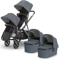 UPPAbaby Vista V3 Twin Stroller with RumbleSeat V3 + Bassinet Bundle - Julian
