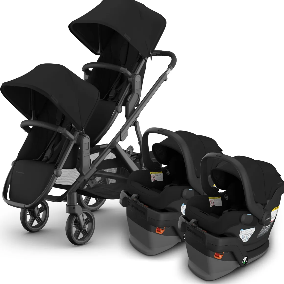 UPPAbaby Vista V3 Twin Stroller with RumbleSeat V3 + Mesa V3 Travel System Bundle - James / James