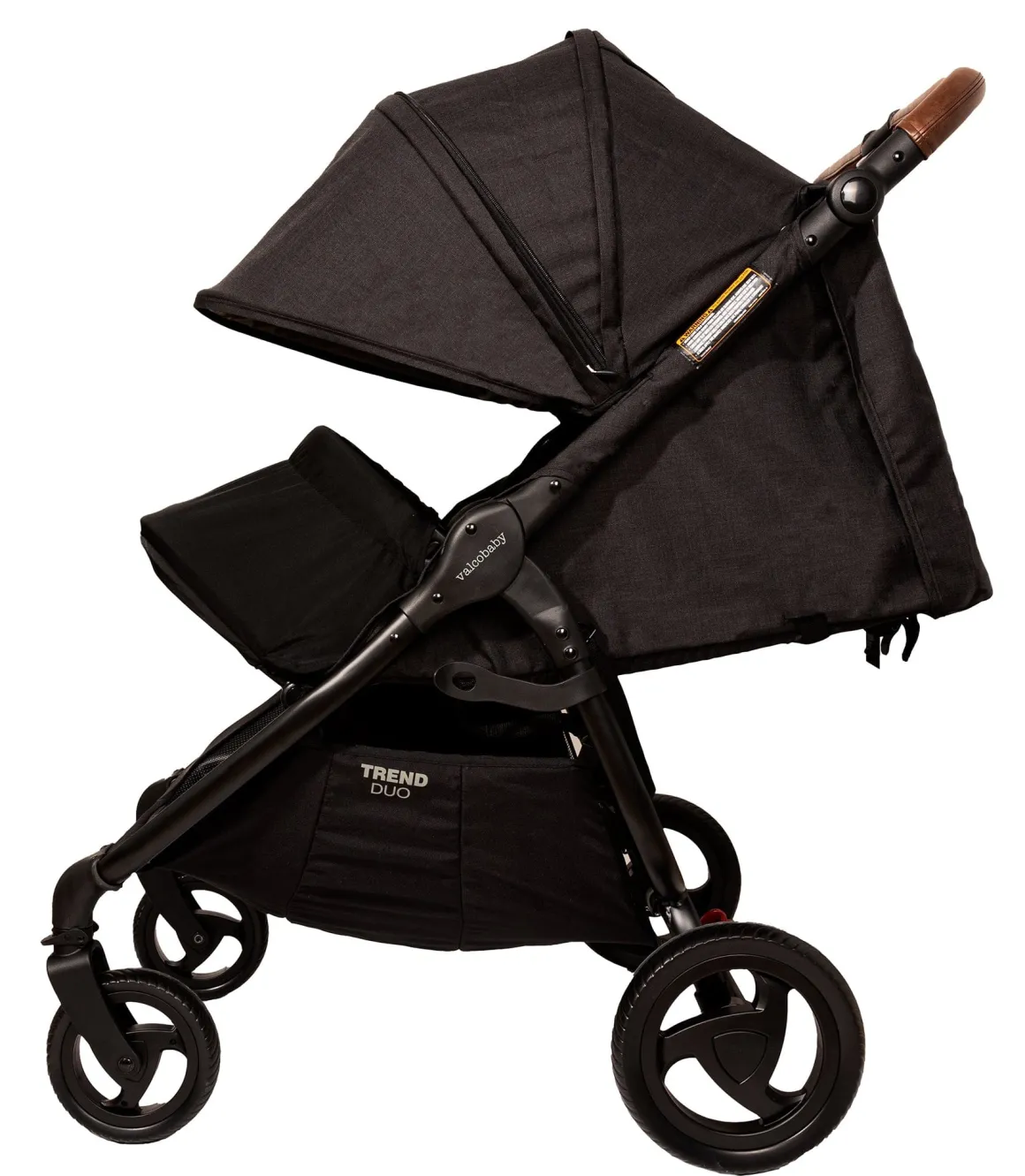 Valco Trend Duo Side by Side Double Stroller + Bassinet Bundle Black / Black