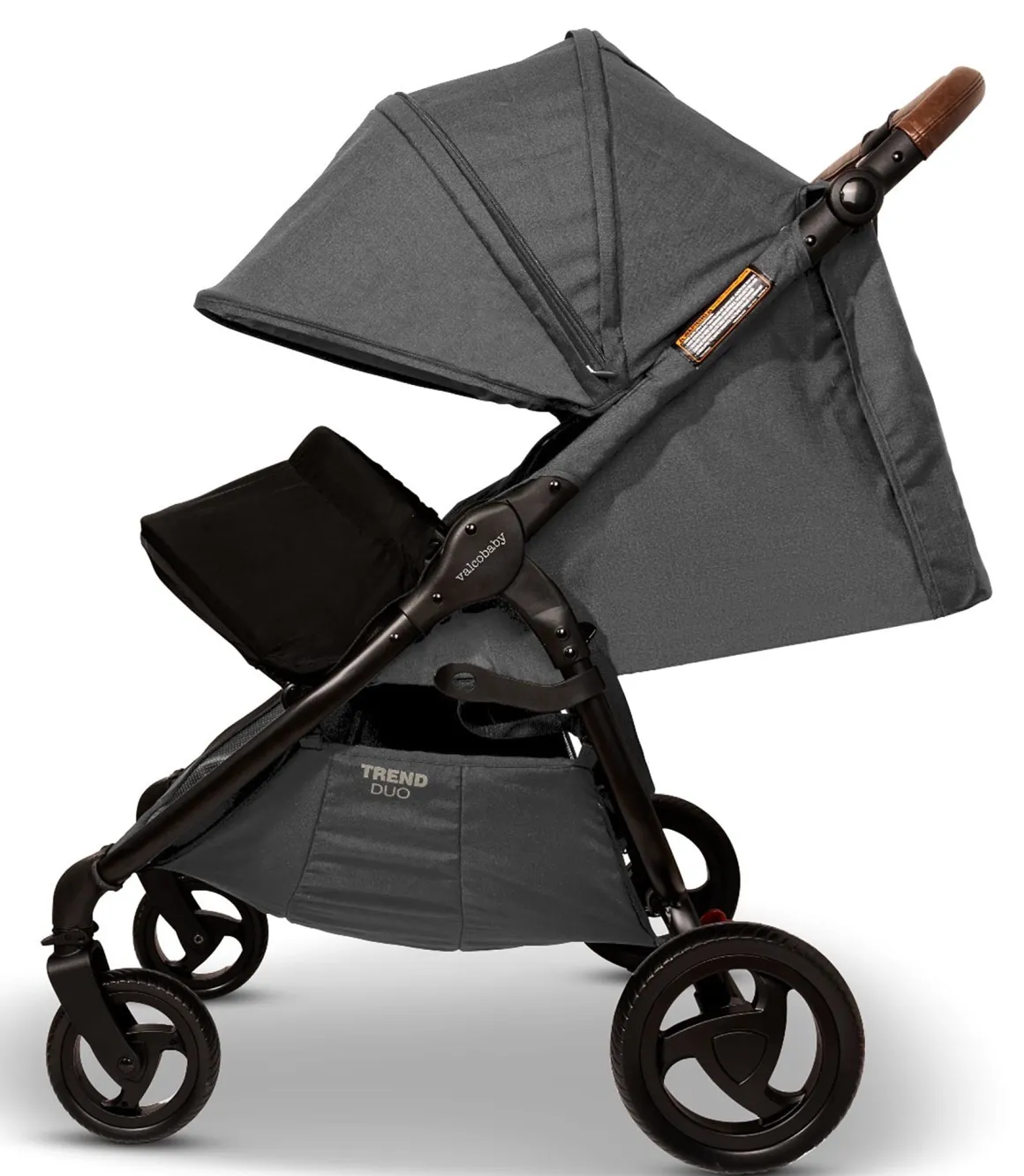 Valco Trend Duo Side by Side Double Stroller + Bassinet Bundle Charcoal / Charcoal