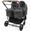 Valco Trend Duo Twin Side by Side Double Stroller + Bassinet Bundle Black / Black