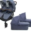Valco Trend Duo Twin Side by Side Double Stroller + Bassinet Bundle Denim / Denim