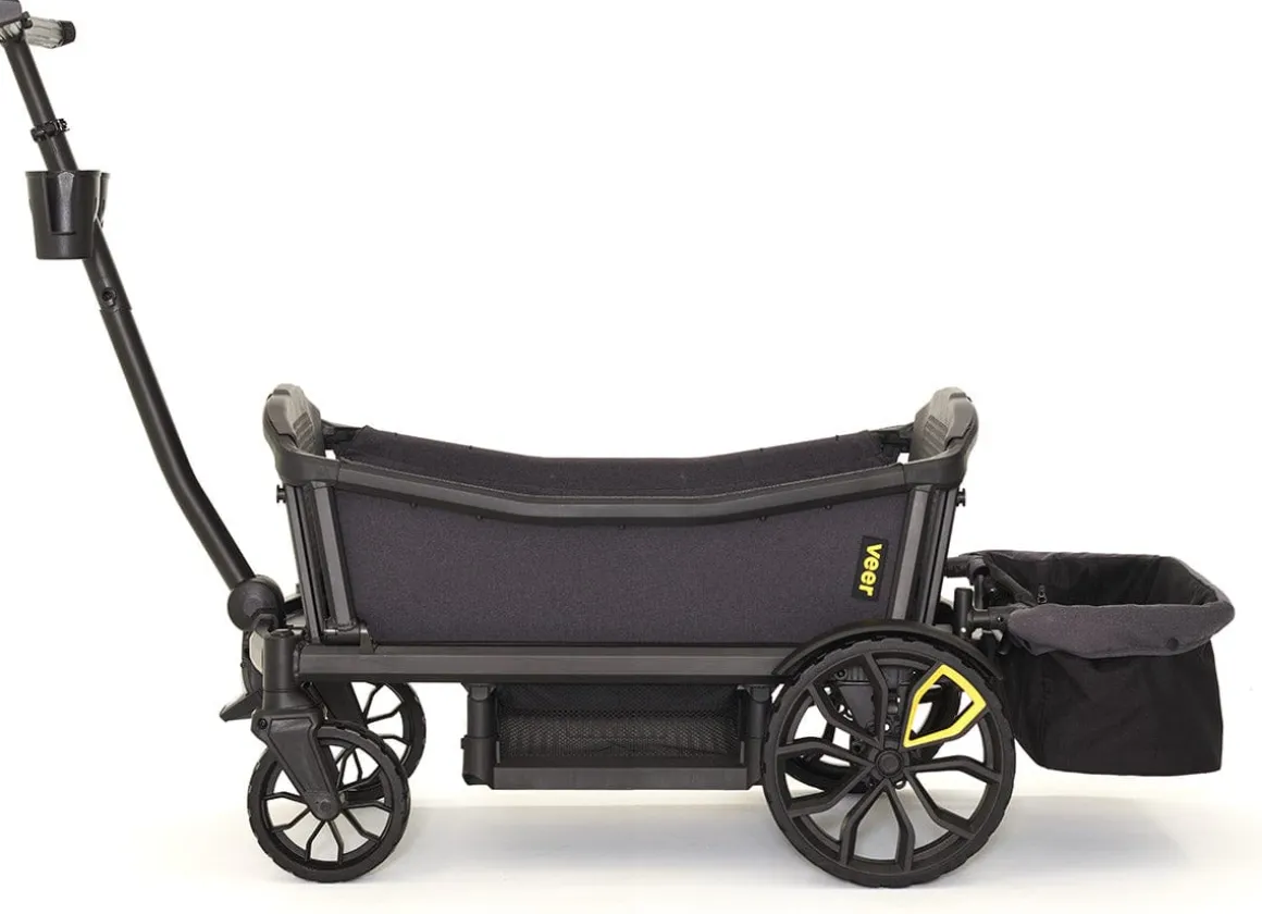 Veer All-Terrain Cruiser XL (4 Seater) Stroller Wagon + Basket Bundle - Grey