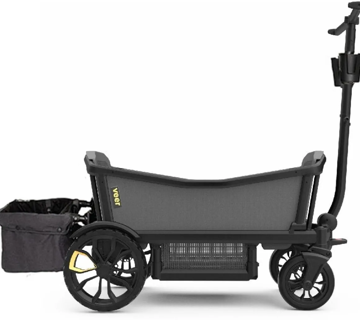 Veer Cruiser All-Terrain (2 Seater) Stroller Wagon + Basket Bundle - Grey
