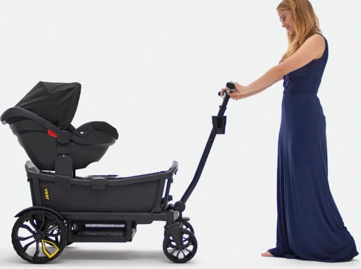 Veer Cruiser All-Terrain (2 Seater) Stroller Wagon + Basket Bundle - Grey