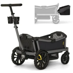Veer Cruiser City (2 Seater) Stroller Wagon + Basket Bundle - Grey