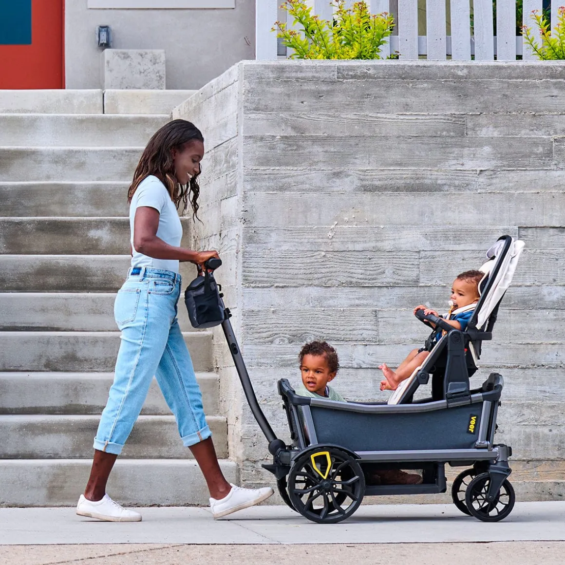 Veer Cruiser City (2 Seater) Stroller Wagon + Sidewall Kit + Canopy Bundle - Rose Quartz