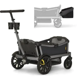 Veer Cruiser City XL (4 Seater) Stroller Wagon + Basket Bundle - Grey