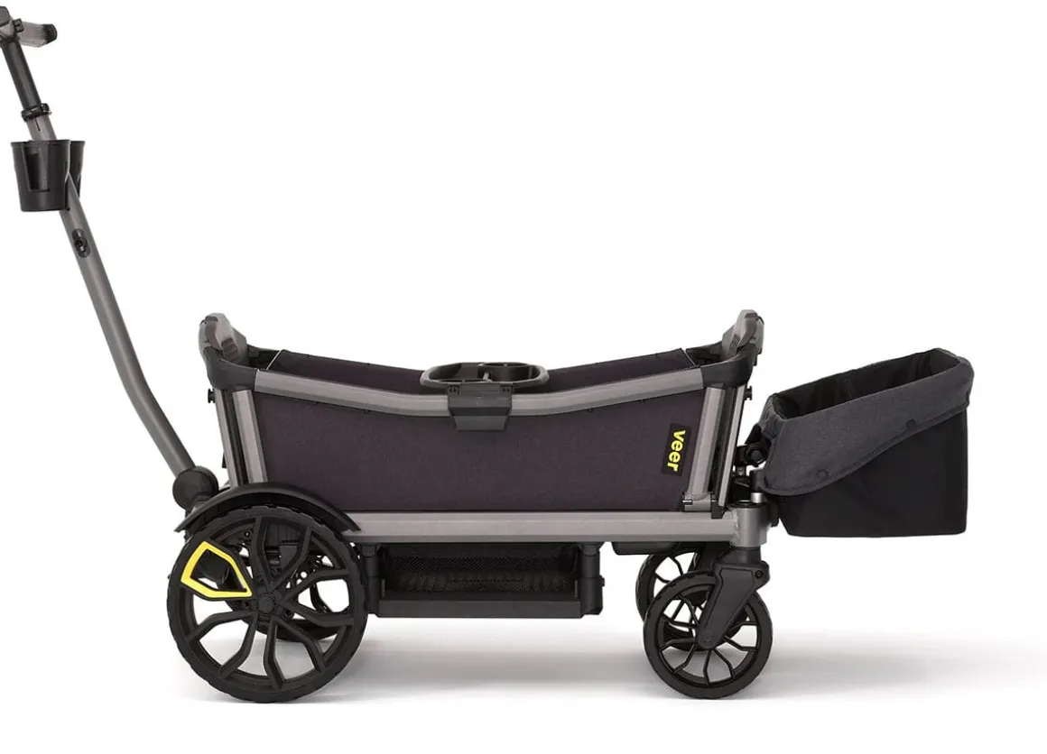 Veer Cruiser City XL (4 Seater) Stroller Wagon + Basket Bundle - Grey