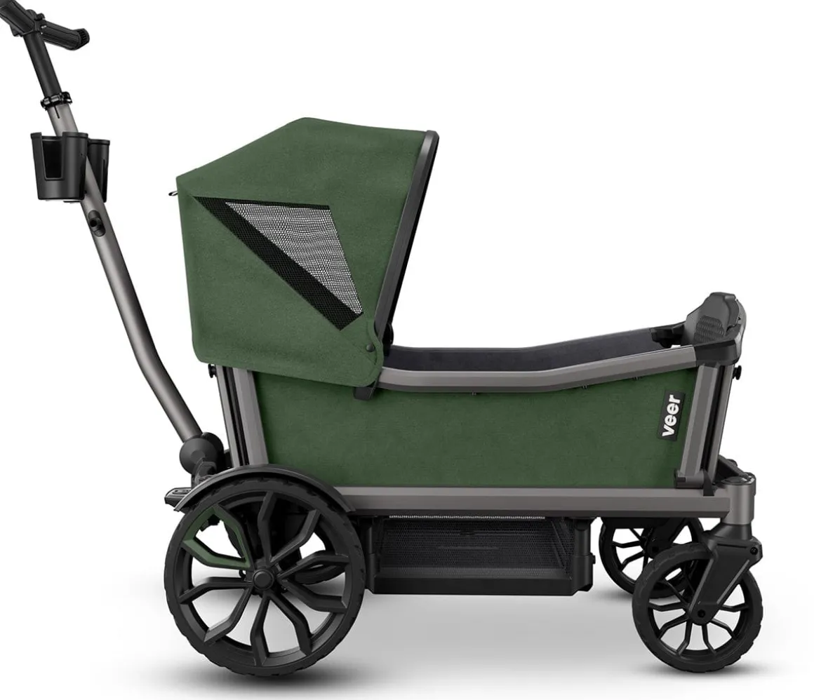 Veer Cruiser City XL (4 Seater) Stroller Wagon + Sidewall Kit + Canopy Bundle - Green Jasper