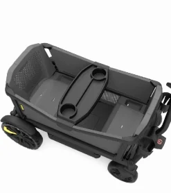 Veer Cruiser (2 Seater) Stroller Wagon + Canopy + Basket Bundle - Grey / Grey
