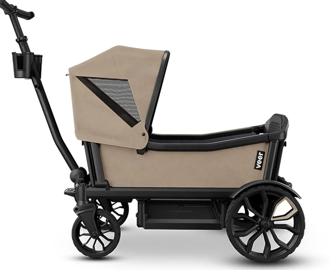 Veer Cruiser (2 Seater) Stroller Wagon + Sidewall Kit + Canopy Bundle - Brown Mica