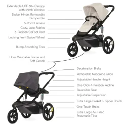 Veer Switch&Jog Luxe Stroller Bundle with Neoprene Kit - Natural