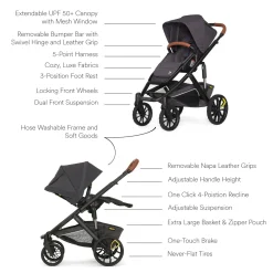 Veer Switch&Roll Luxe Single-to-Double Stroller Bundle with Leather Kit - Gray Granite