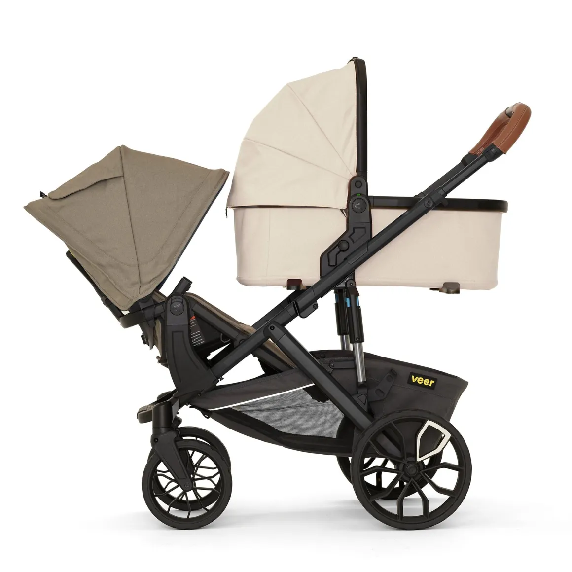 Veer Switch&Roll Luxe Single-to-Double Stroller Bundle with Leather Kit - Gray Granite (One Box)