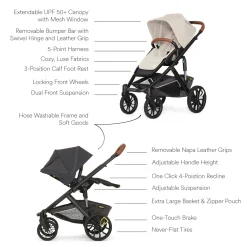 Veer Switch&Roll Luxe Single-to-Double Stroller Bundle with Leather Kit - Natural