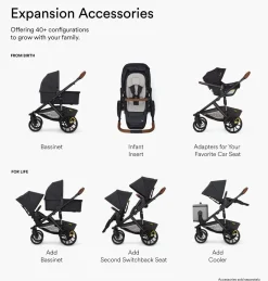 Veer Switch&Roll Luxe Single-to-Double Stroller Bundle with Leather Kit - Rose Quartz