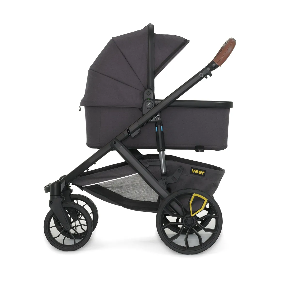 Veer Switch&Roll Luxe Single-to-Double Stroller with Leather Kit + Bassinet Bundle - Blue Beryl