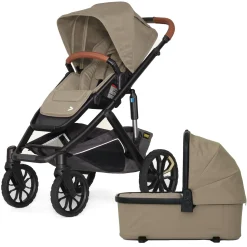 Veer Switch&Roll Luxe Single-to-Double Stroller with Leather Kit + Bassinet Bundle - Brown Mica