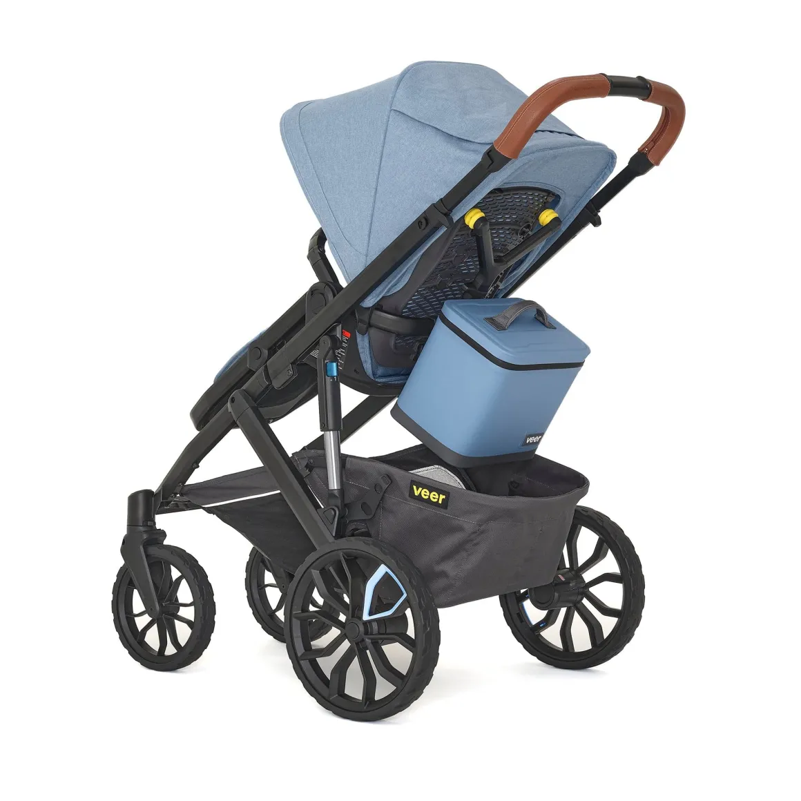 Veer Switch&Roll Luxe Single-to-Double Stroller with Leather Kit + Bassinet Bundle - Brown Mica