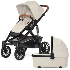 Veer Switch&Roll Luxe Single-to-Double Stroller with Leather Kit + Bassinet Bundle - Natural
