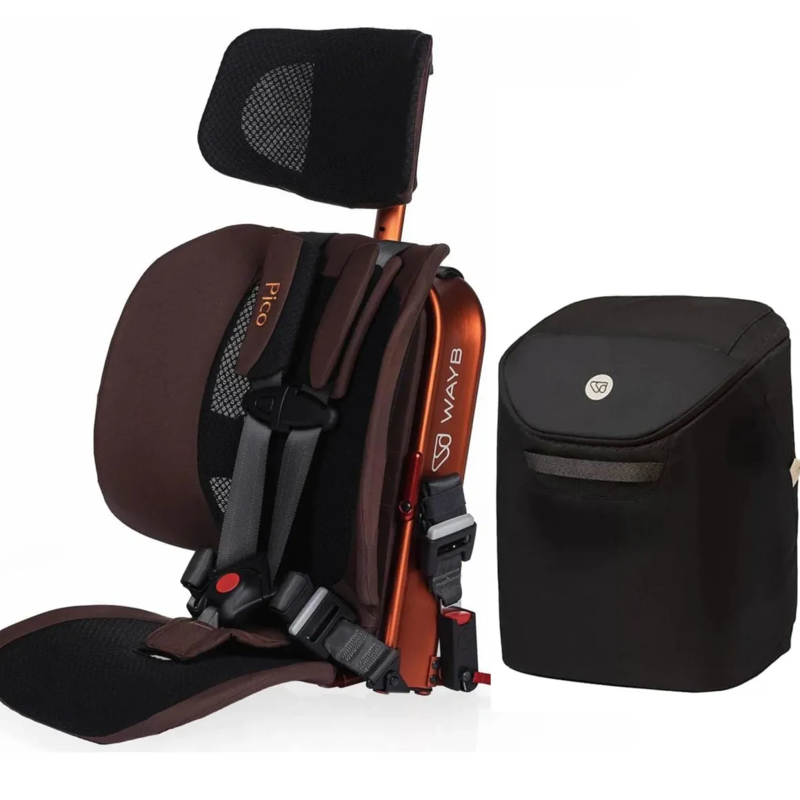 WAYB Pico Forward Facing Travel Car Seat + Carry Bag Bundle - Golden Hour / Onyx