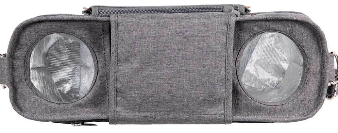 WonderFold Small Parent Console with 2 Insulated Cup Holders - Gray