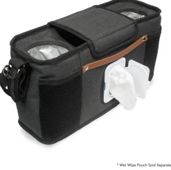 WonderFold Small Parent Console with 2 Insulated Cup Holders - Volcanic Black