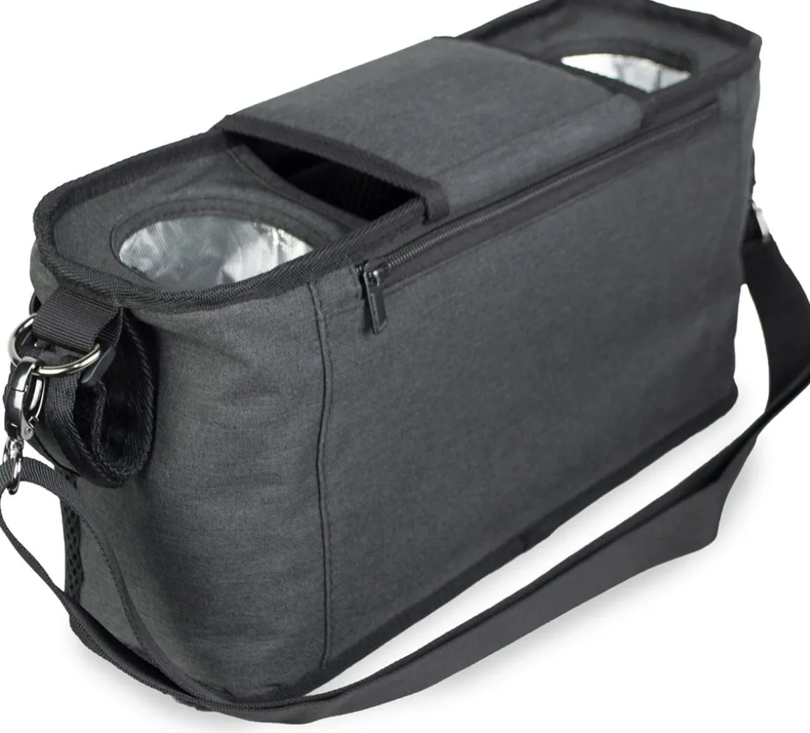 WonderFold Small Parent Console with 2 Insulated Cup Holders - Volcanic Black