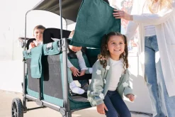 WonderFold W2 Luxe Pro (2 Seater) Double Seater Stroller Wagon - Hunter Green (Albee Exclusive)