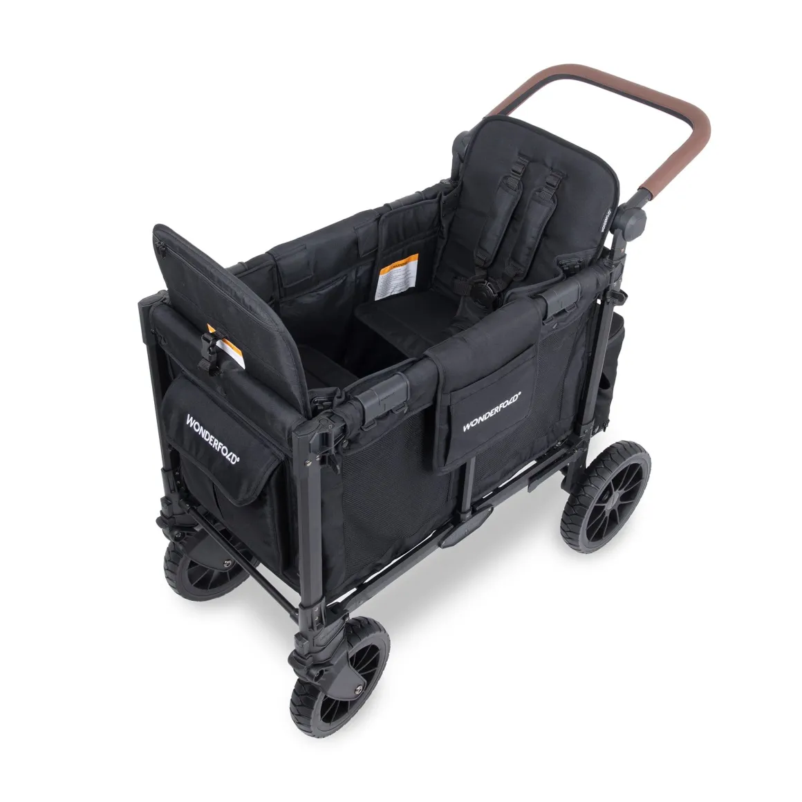 WonderFold W2 Luxe Pro (2 Seater) Double Seater Stroller Wagon - Jet Black