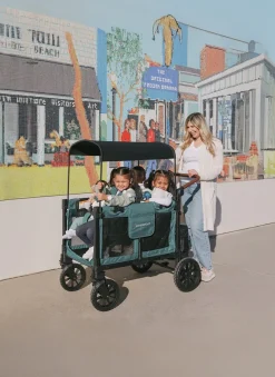 WonderFold W4 Luxe Pro (4 Seater) Stroller Wagon - Hunter Green (Albee Exclusive)