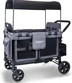 WonderFold W4 Original Quad (4 Seater) Stroller Wagon - Gray