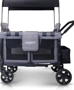 WonderFold W4 Original Quad (4 Seater) Stroller Wagon - Gray