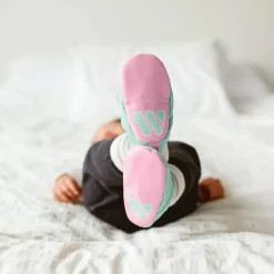 Woolybubs The Newbie Baby Shoe, Size 1 - Green / Pink