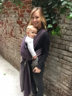 XOXO Buckle Wrap Baby Carrier, Eco2 Collection - Eggplant Emoji