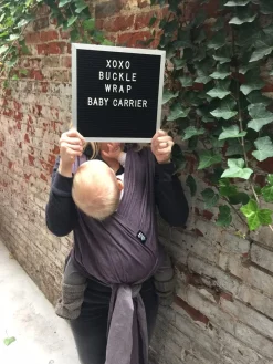XOXO Buckle Wrap Baby Carrier, Eco2 Collection - Eggplant Emoji