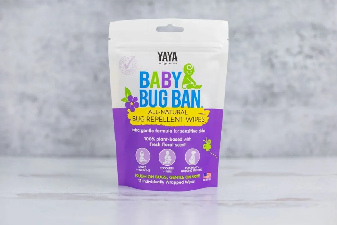 Yaya Organics Baby Bug Ban Repellent Wipes - 12 pack