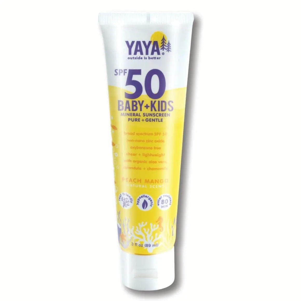 Yaya Organics SPF 50 Baby + Kids Mineral Sunscreen Pure + Gentle, 3 fl oz