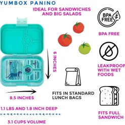 Yumbox Leakproof Bento Lunchbox, Panino - Tropical Aqua / Panther
