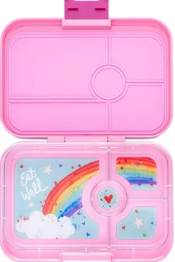Yumbox Leakproof Bento Lunchbox, Tapas 4 Compartment - Capri Pink / Rainbow