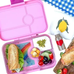 Yumbox Leakproof Bento Lunchbox, Tapas 4 Compartment - Capri Pink / Rainbow