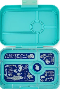 Yumbox Leakproof Bento Lunchbox, Tapas 5 Compartment - Antibes Blue / Bon Appetit Tray
