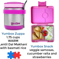 Yumbox Leakproof Bento Snack Box, 3 Compartment - Fifi Pink / Rainbow