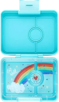 Yumbox Leakproof Bento Snack Box, 3 Compartment - Misty Aqua / Rainbow