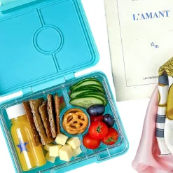 Yumbox Leakproof Bento Snack Box, 3 Compartment - Misty Aqua / Rainbow
