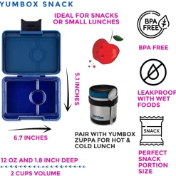 Yumbox Leakproof Bento Snack Box, 3 Compartment - Monte Carlo Blue / Navy