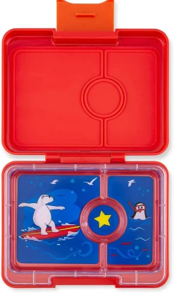 Yumbox Leakproof Bento Snack Box, 3 Compartment - Roar Red / Polar Bear