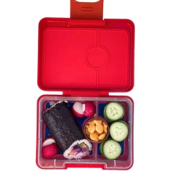 Yumbox Leakproof Bento Snack Box, 3 Compartment - Roar Red / Polar Bear