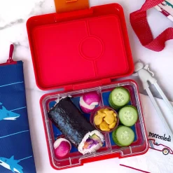 Yumbox Leakproof Bento Snack Box, 3 Compartment - Roar Red / Polar Bear